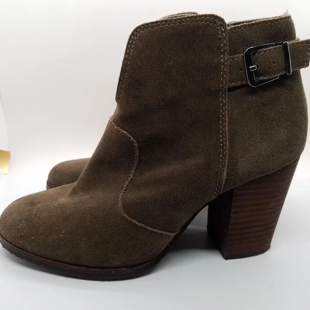 Gianni Bini Womens Ankle Boots‎ Size 8.5 Chocolate Brown Suede Leather 3.5